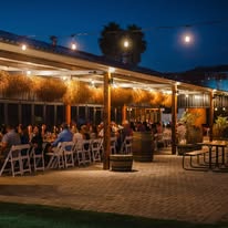 Festoon-lit outdoor dining area at Annerkant Venue